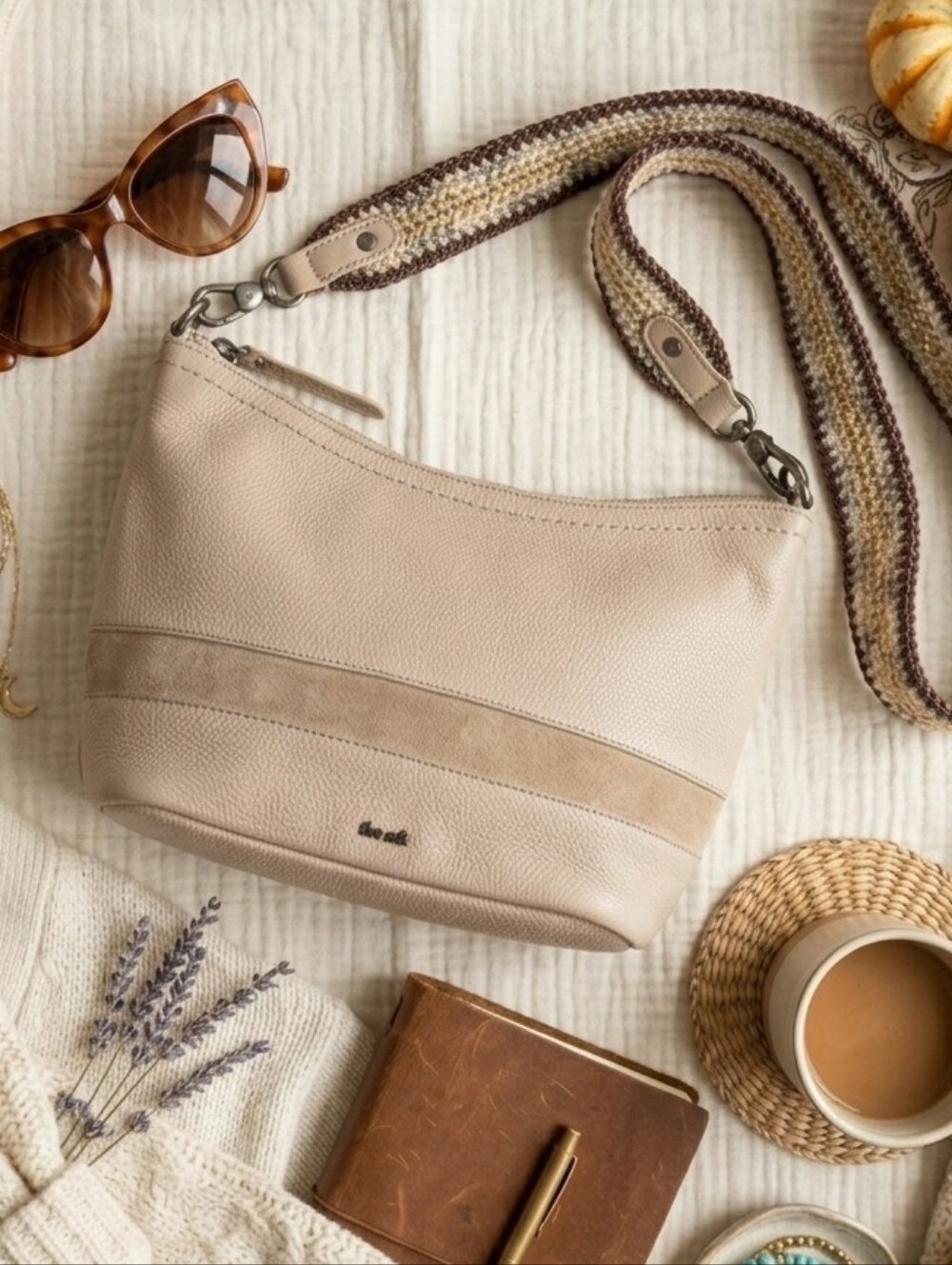The Sak Jasmine Small Leather & Suede Colorblock Hobo Bag with Crochet Strap